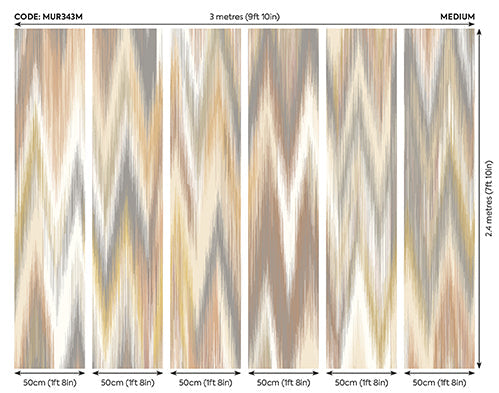 Origin Murals Ikat Zig Zag Natural Linen 300cm X 240cm