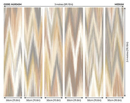 Origin Murals Ikat Zig Zag Natural Linen 300cm X 240cm