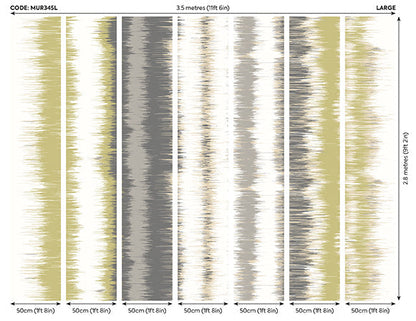 Origin Murals Linear Stripe Olive Green Charcoal 350cm X 280cm