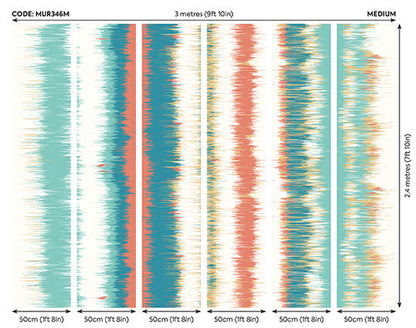 Origin Murals Linear Stripe Teal Blue Orange 300cm X 240cm