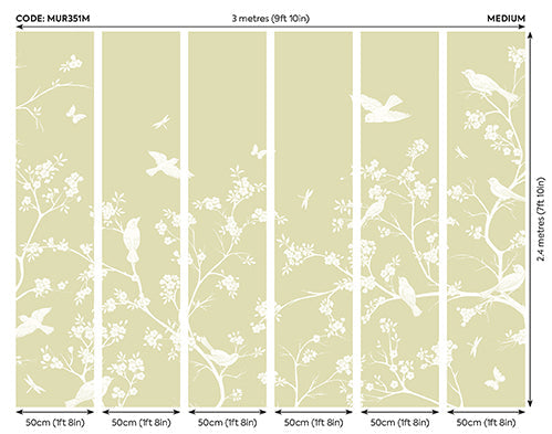 Origin Murals Blossom Trail Soft Green 300cm X 240cm