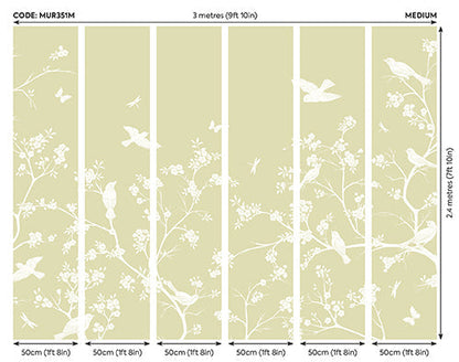 Origin Murals Blossom Trail Soft Green 300cm X 240cm