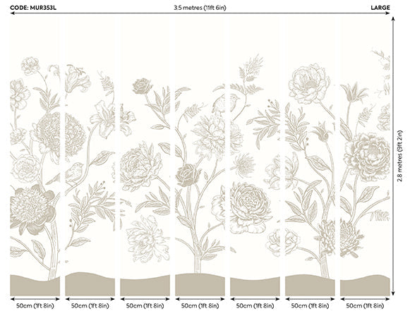 Origin Murals Jacobean Rose Trail Natural Stone 350cm X 280cm