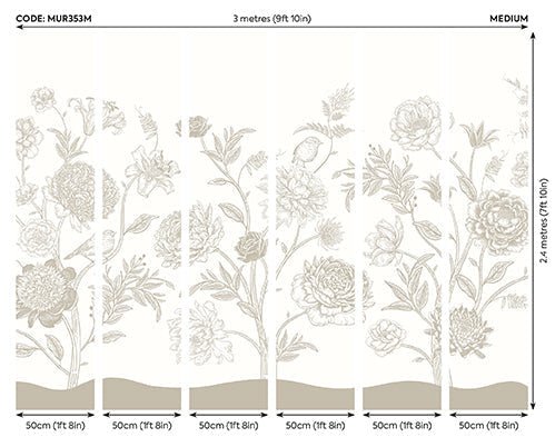 Origin Murals Jacobean Rose Trail Natural Stone 300cm X 240cm