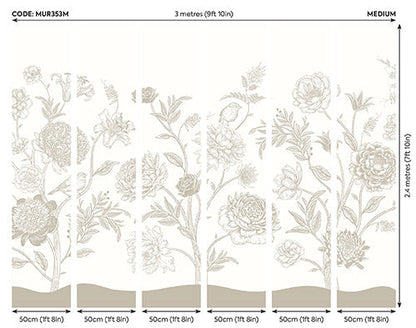 Origin Murals Jacobean Rose Trail Natural Stone 300cm X 240cm