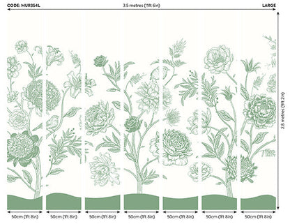 Origin Murals Jacobean Rose Trail Forest Green 350cm X 280cm - Hot Tub Shop