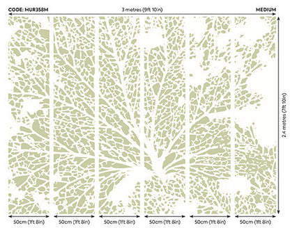 Origin Murals Skeleton Leaf Sage Green 300cm X 240cm
