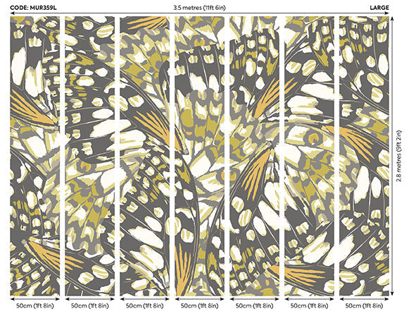 Origin Murals Butterfly Wings Black Olive Green 350cm X 280cm