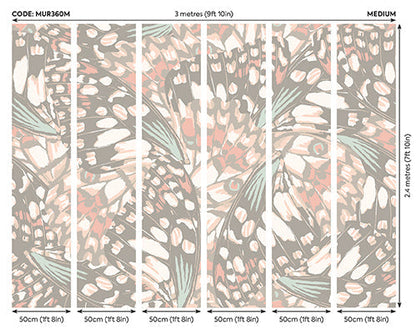 Origin Murals Butterfly Wings Grey Blush Pink 300cm X 240cm