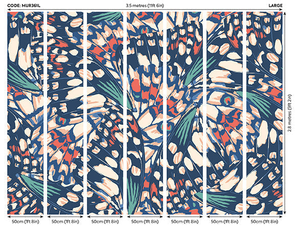 Origin Murals Butterfly Wings Navy Blue Coral 350cm X 280cm