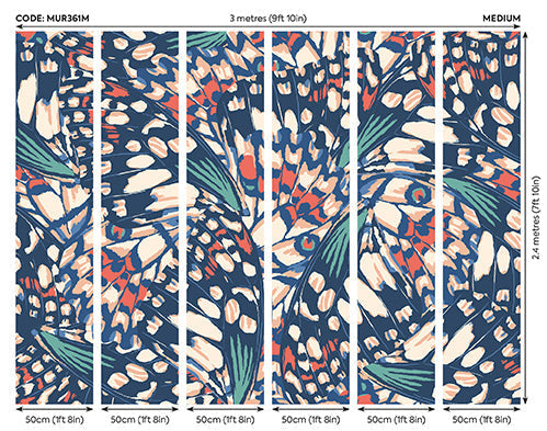 Origin Murals Butterfly Wings Navy Blue Coral 300cm X 240cm