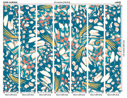 Origin Murals Butterfly Wings Teal Blue Orange 350cm X 280cm