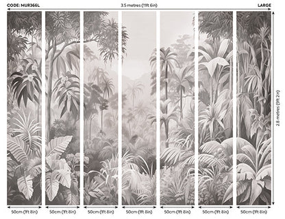 Origin Murals Jungle Trees Black White 350cm X 280cm