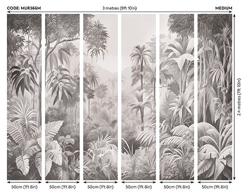Origin Murals Jungle Trees Black White 300cm X 240cm