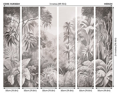 Origin Murals Jungle Trees Black White 300cm X 240cm