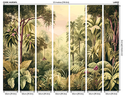 Origin Murals Jungle Trees Olive Green 350cm X 280cm