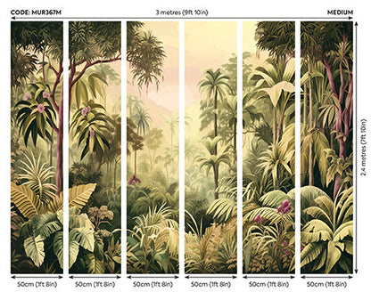 Origin Murals Jungle Trees Olive Green 300cm X 240cm
