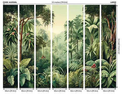 Origin Murals Jungle Trees Forest Green 350cm X 280cm
