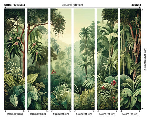 Origin Murals Jungle Trees Forest Green 300cm X 240cm - Hot Tub Shop
