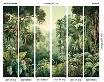 Origin Murals Jungle Trees Forest Green 300cm X 240cm - Hot Tub Shop