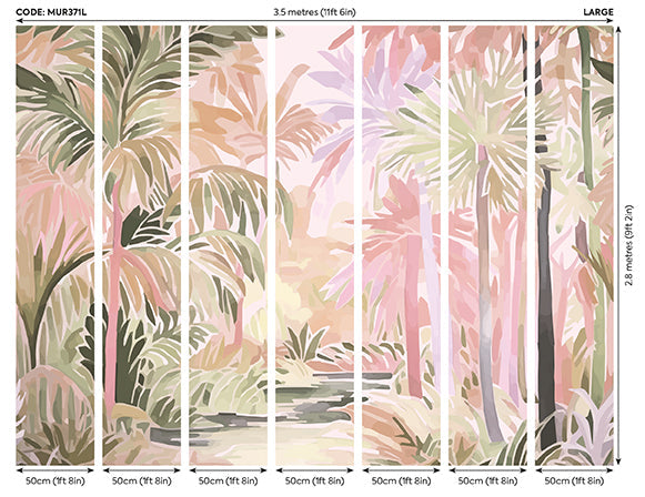 Origin Murals Pretty Palms Natural Blush 350cm X 280cm - Hot Tub Shop