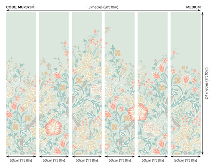 Origin Murals Trailing Lily Duck Egg Blue 300cm X 240cm