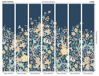 Origin Murals Trailing Lily Navy Blue 350cm X 280cm