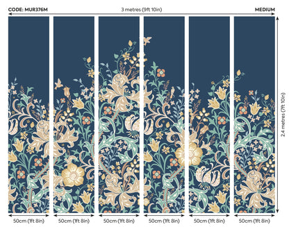 Origin Murals Trailing Lily Navy Blue 300cm X 240cm