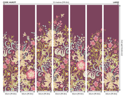 Origin Murals Trailing Lily Aubergine 350cm X 280cm