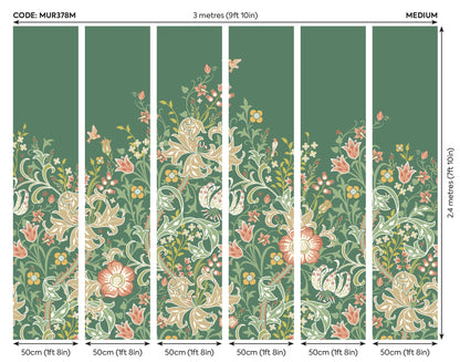 Origin Murals Trailing Lily Forest Green 300cm X 240cm