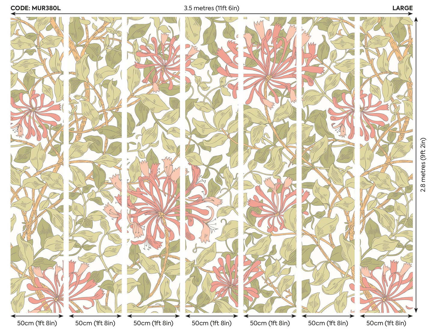 Origin Murals Honeysuckle Soft Coral 350cm X 280cm