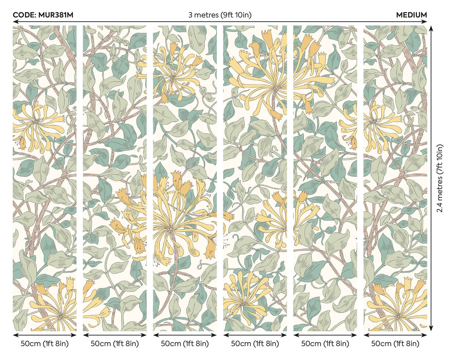 Origin Murals Honeysuckle Seafoam 300cm X 240cm