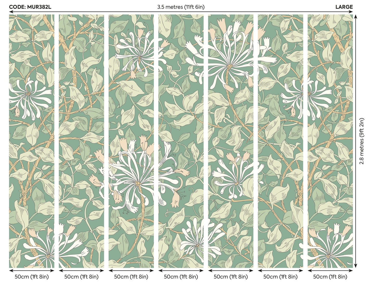 Origin Murals Honeysuckle Soft Jade 350cm X 280cm