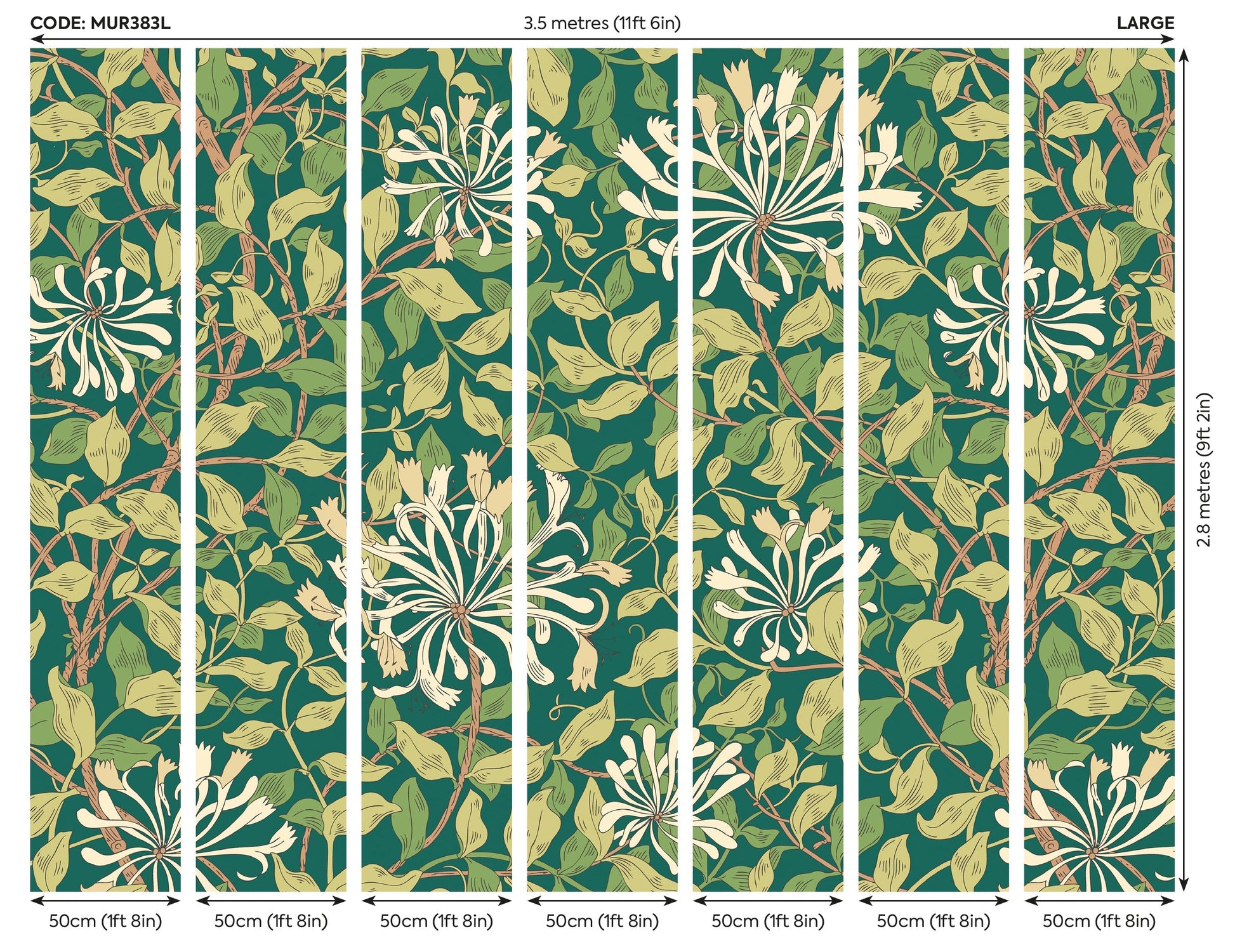 Origin Murals Honeysuckle Forest Green 350cm X 280cm - Hot Tub Shop