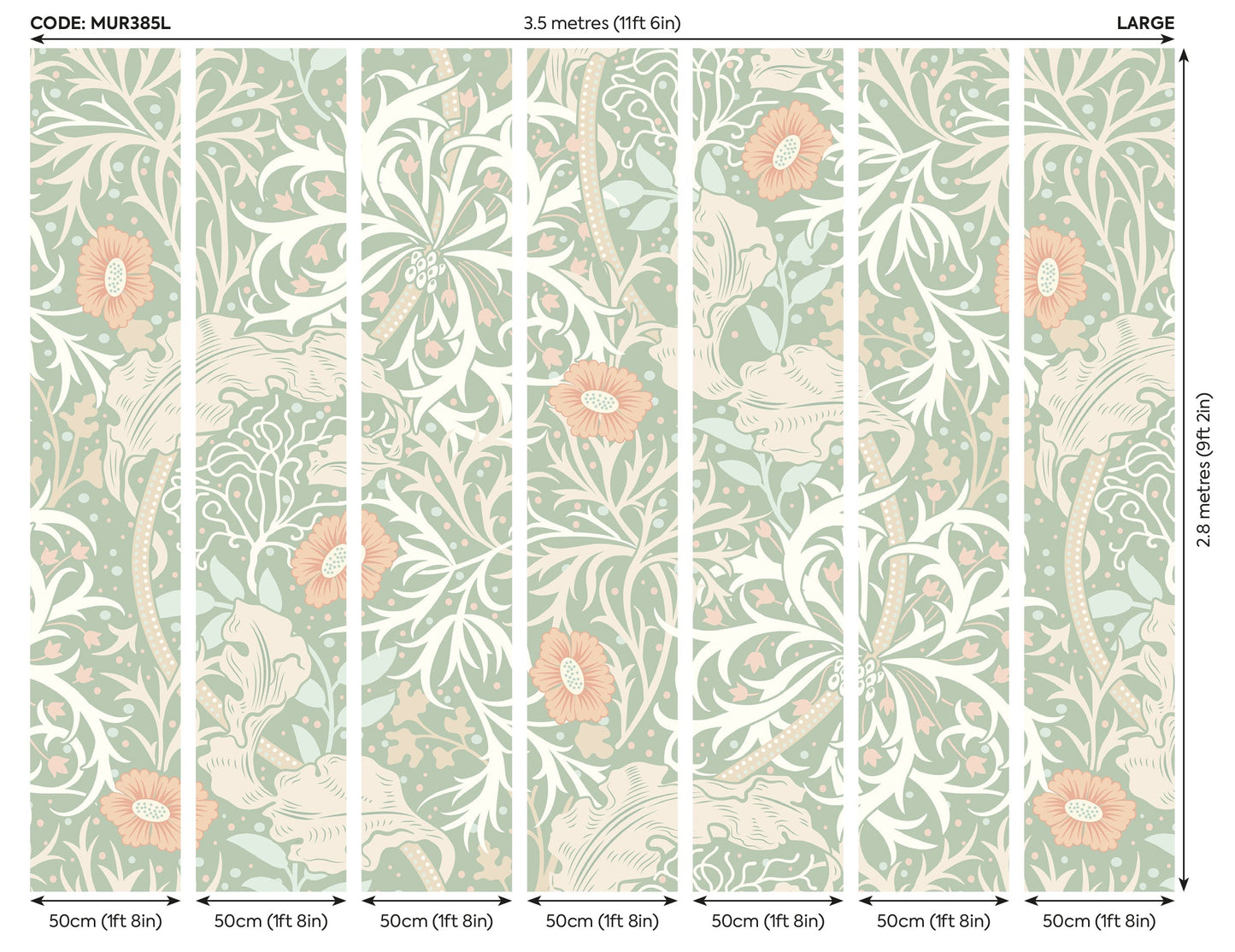 Origin Murals Trailing Seaweed Garden Sage And Apricot 350cm X 280cm