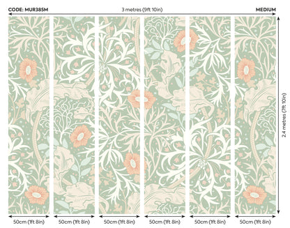Origin Murals Trailing Seaweed Garden Sage And Apricot 300cm X 240cm - Hot Tub Shop