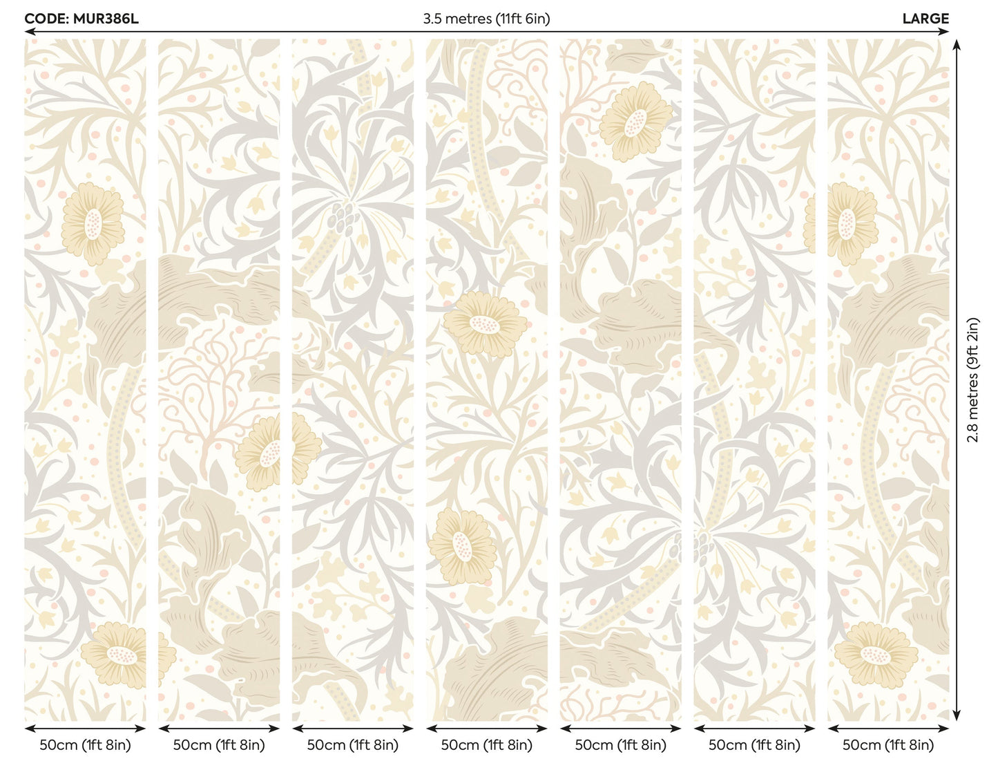 Origin Murals Trailing Seaweed Garden Chalk And Stone 350cm X 280cm