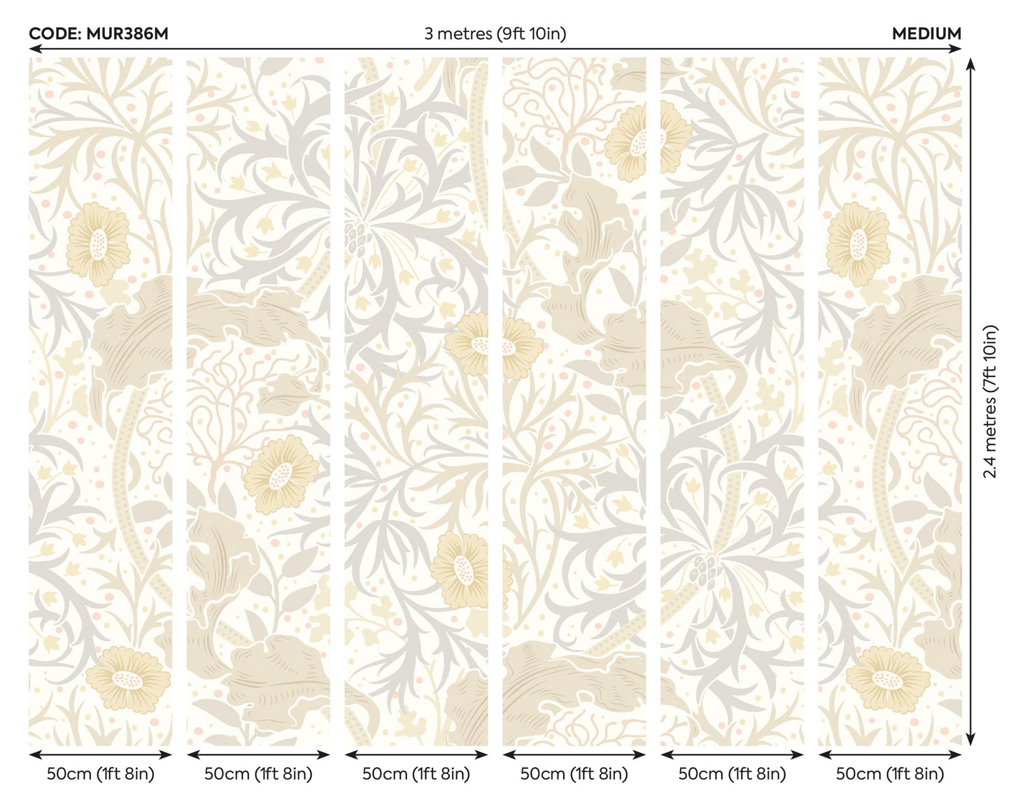 Origin Murals Trailing Seaweed Garden Chalk And Stone 300cm X 240cm