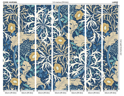 Origin Murals Trailing Seaweed Garden Ink And Petrol 350cm X 280cm - Hot Tub Shop
