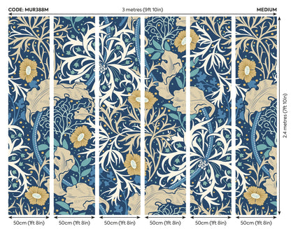 Origin Murals Trailing Seaweed Garden Ink And Petrol 300cm X 240cm