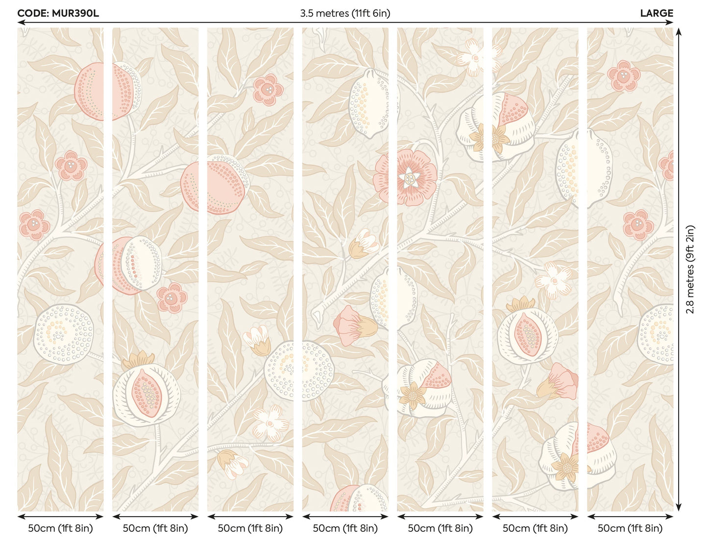 Origin Murals Fruit And Foliage Soft Linen 350cm X 280cm - Hot Tub Shop
