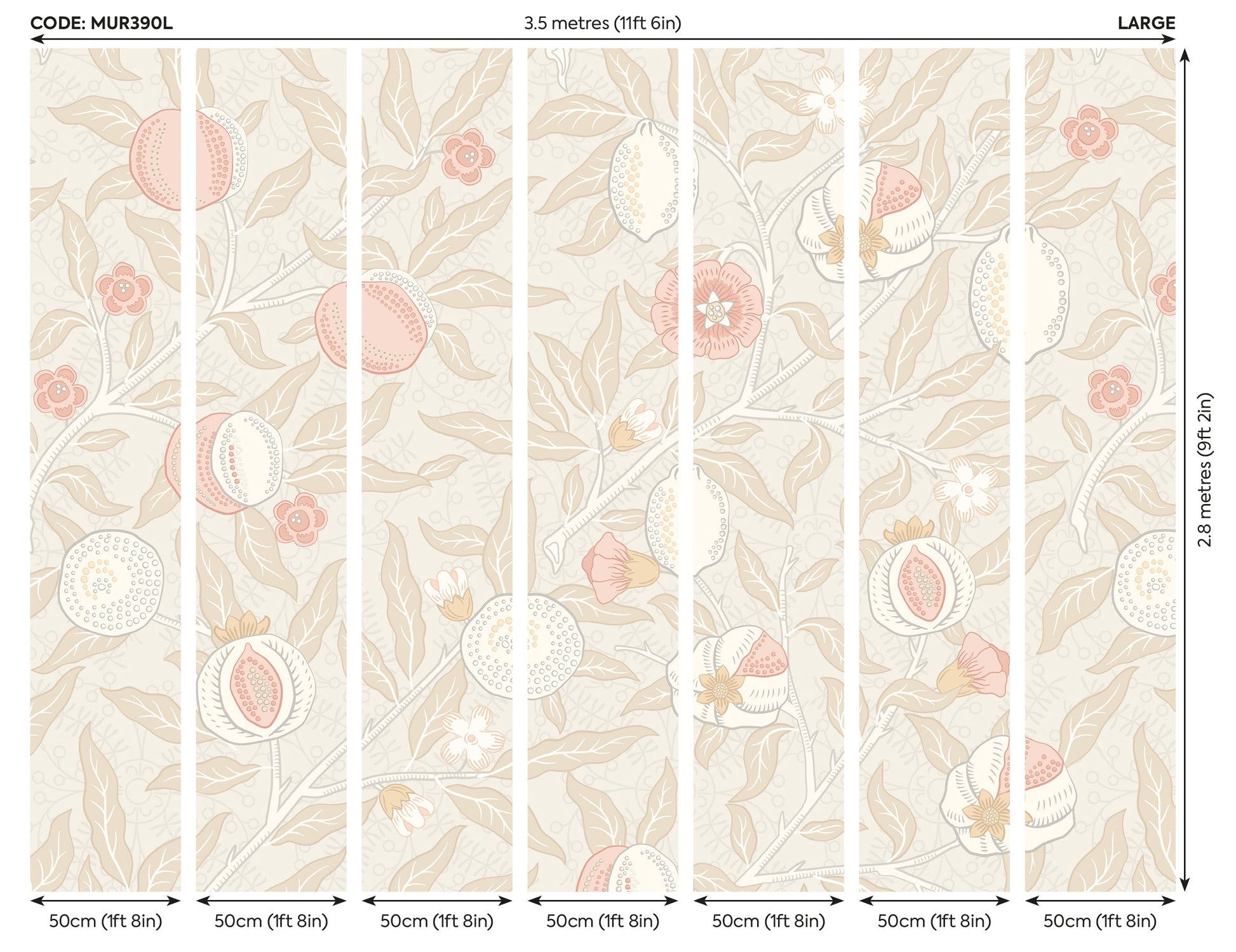 Origin Murals Fruit And Foliage Soft Linen 350cm X 280cm - Hot Tub Shop