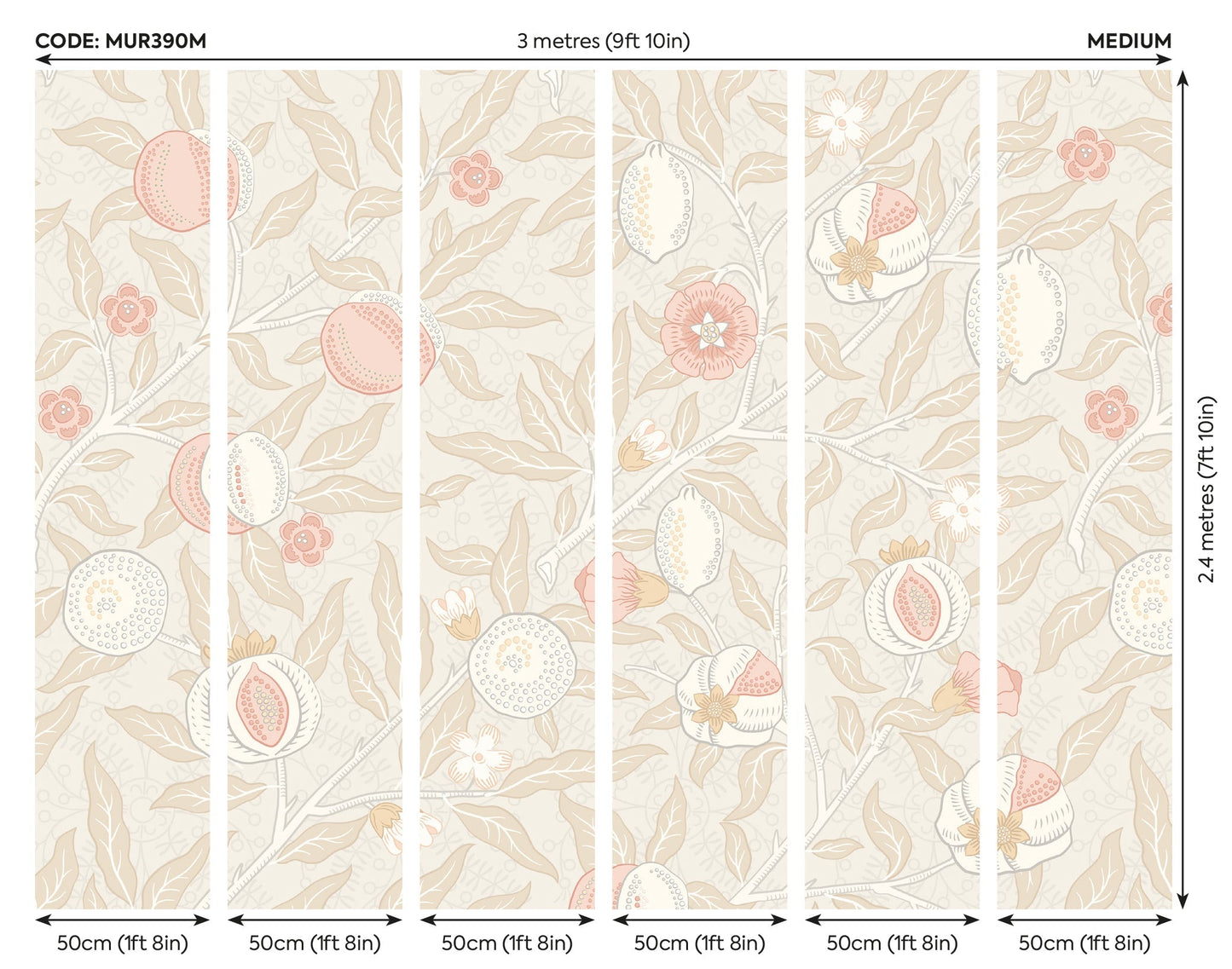 Origin Murals Fruit And Foliage Soft Linen 300cm X 240cm