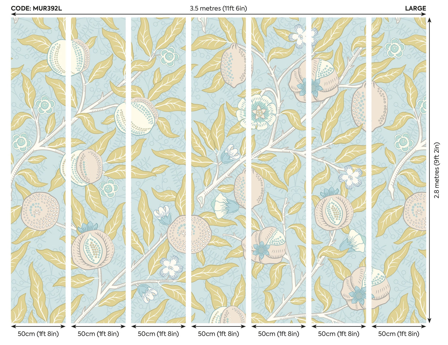 Origin Murals Fruit And Foliage Wedgewood Blue 350cm X 280cm