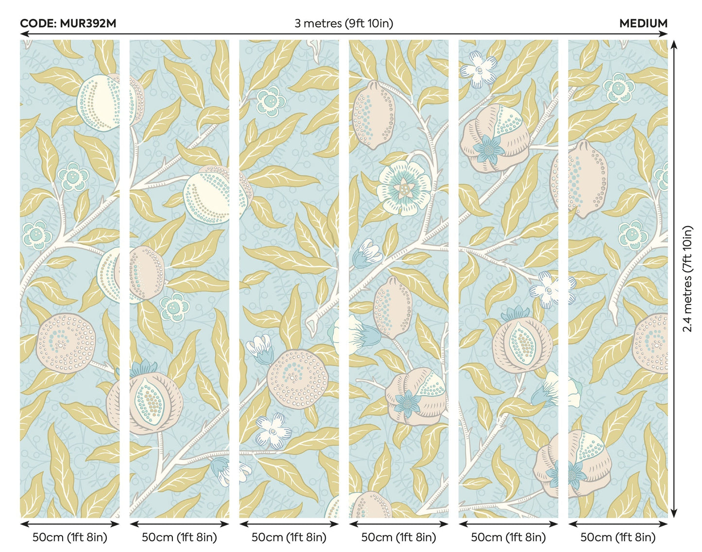 Origin Murals Fruit And Foliage Wedgewood Blue 300cm X 240cm