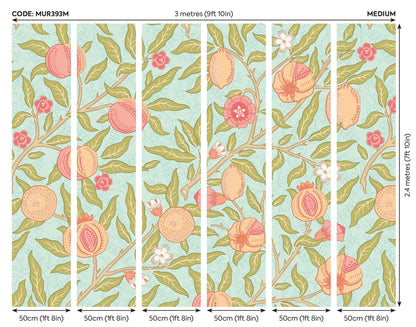 Origin Murals Fruit And Foliage Aqua And Apricot 300cm X 240cm