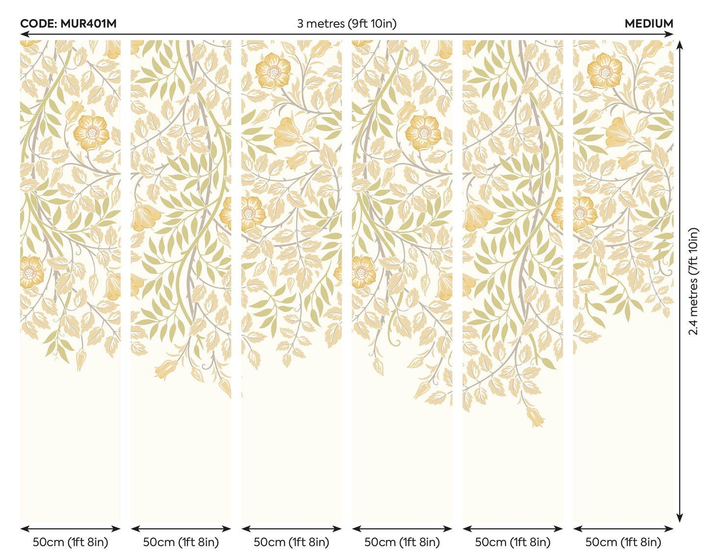 Origin Murals Cascading Rosehip Gold And Olive 300cm X 240cm - Hot Tub Shop