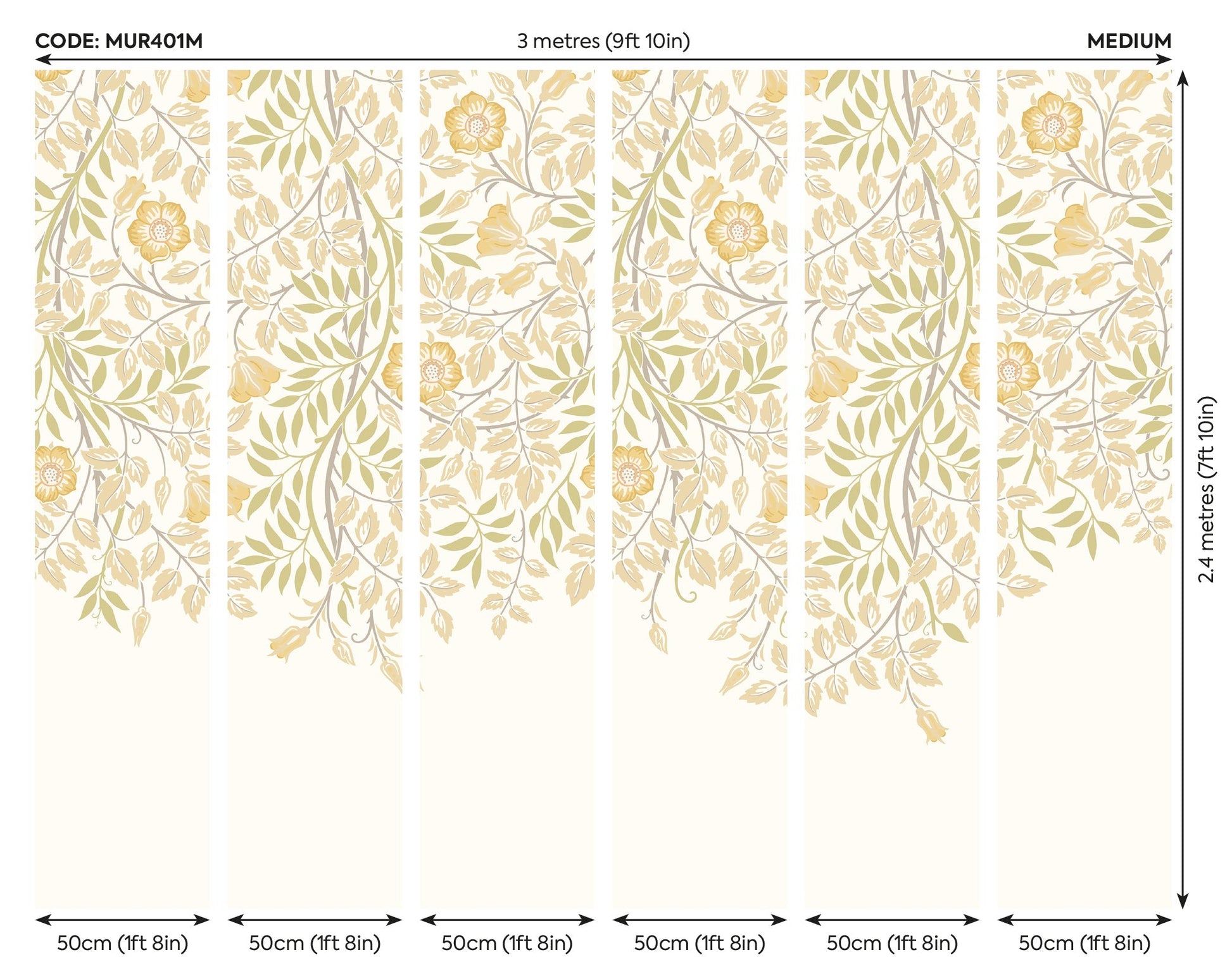 Origin Murals Cascading Rosehip Gold And Olive 300cm X 240cm - Hot Tub Shop