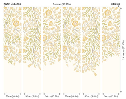Origin Murals Cascading Rosehip Gold And Olive 300cm X 240cm - Hot Tub Shop