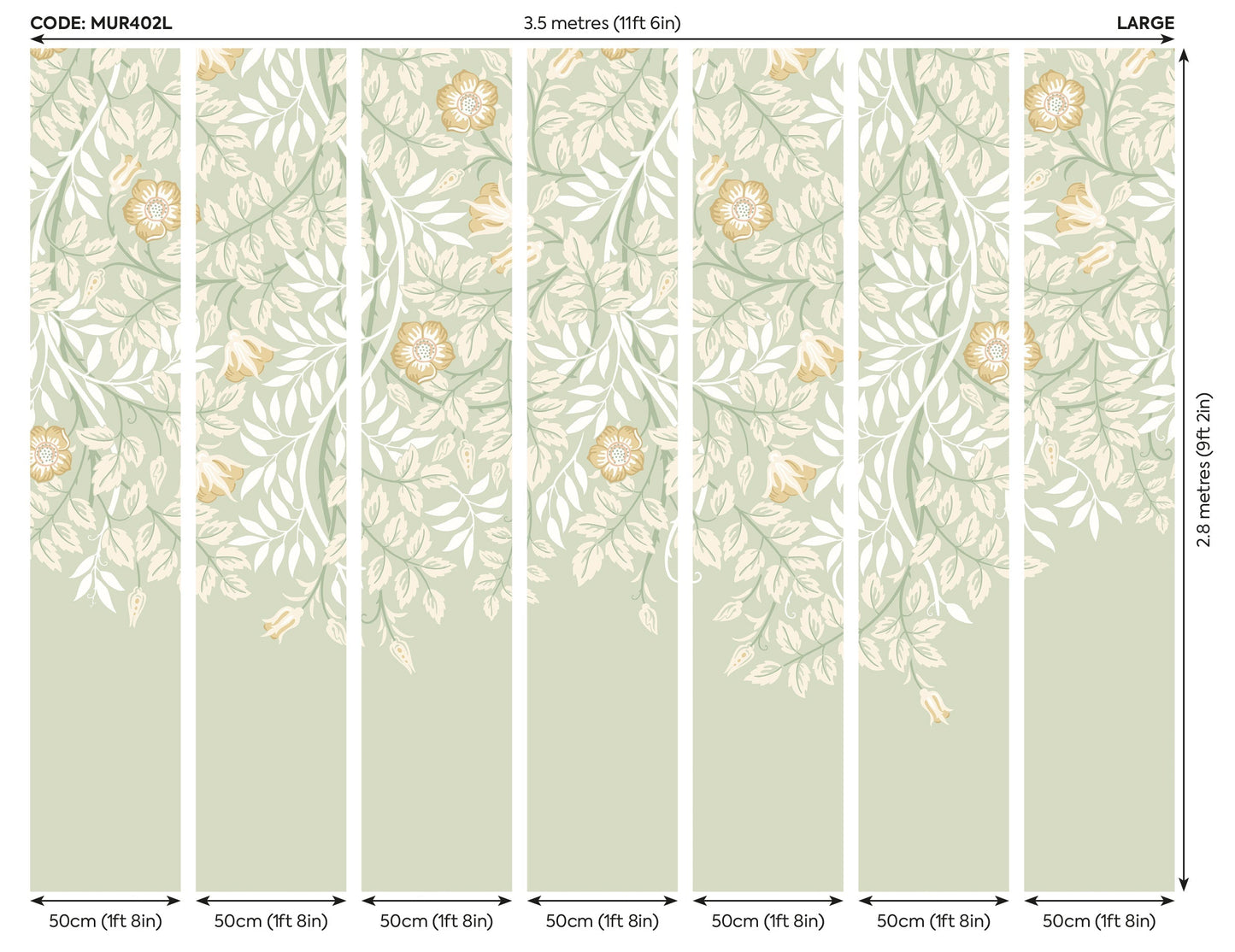 Origin Murals Cascading Rosehip Sage Green 350cm X 280cm